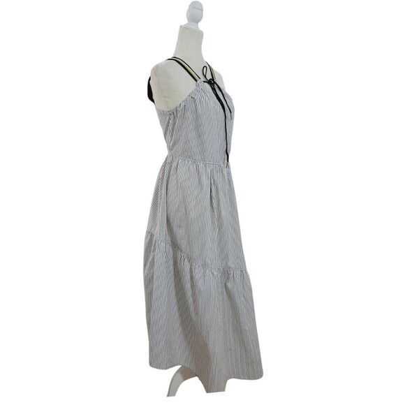 Current Air Women Sleeveless Pin Stripped Tiered Midi Dress Travel Vacation Sz S - Picture 6 of 9